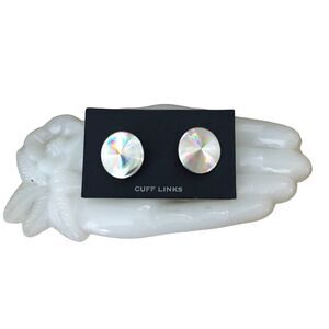 1980s Vintage Iridescent Disk Cufflinks